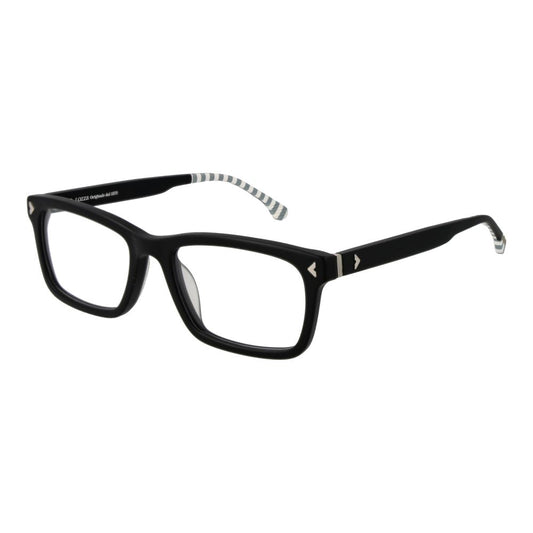 Lozza Black Acetate & Plastic Glasses (Frames) in rectangular full-rim design, black color, with demo lenses and branded case included.