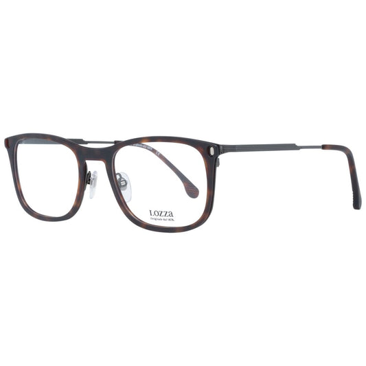 Lozza Brown Men Glasses Frame in square full-rim with metal and plastic material, demo lenses, size 54-0-0, frame width 142mm.
