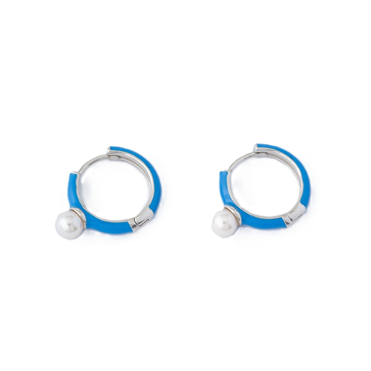 MAJORICA JEWELRY Mod. 17350.01.2.E00.000.1 featuring blue and silver hoops with pearls