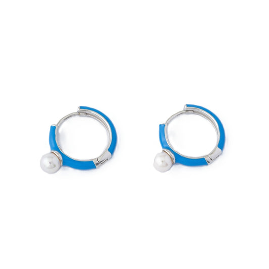 MAJORICA JEWELRY Mod. 17350.01.2.E00.000.1 featuring blue and silver hoops with pearls