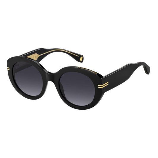MARC JACOBS MOD. MJ 1110_S lady's acetate sunglasses with round black frames and gold accents.