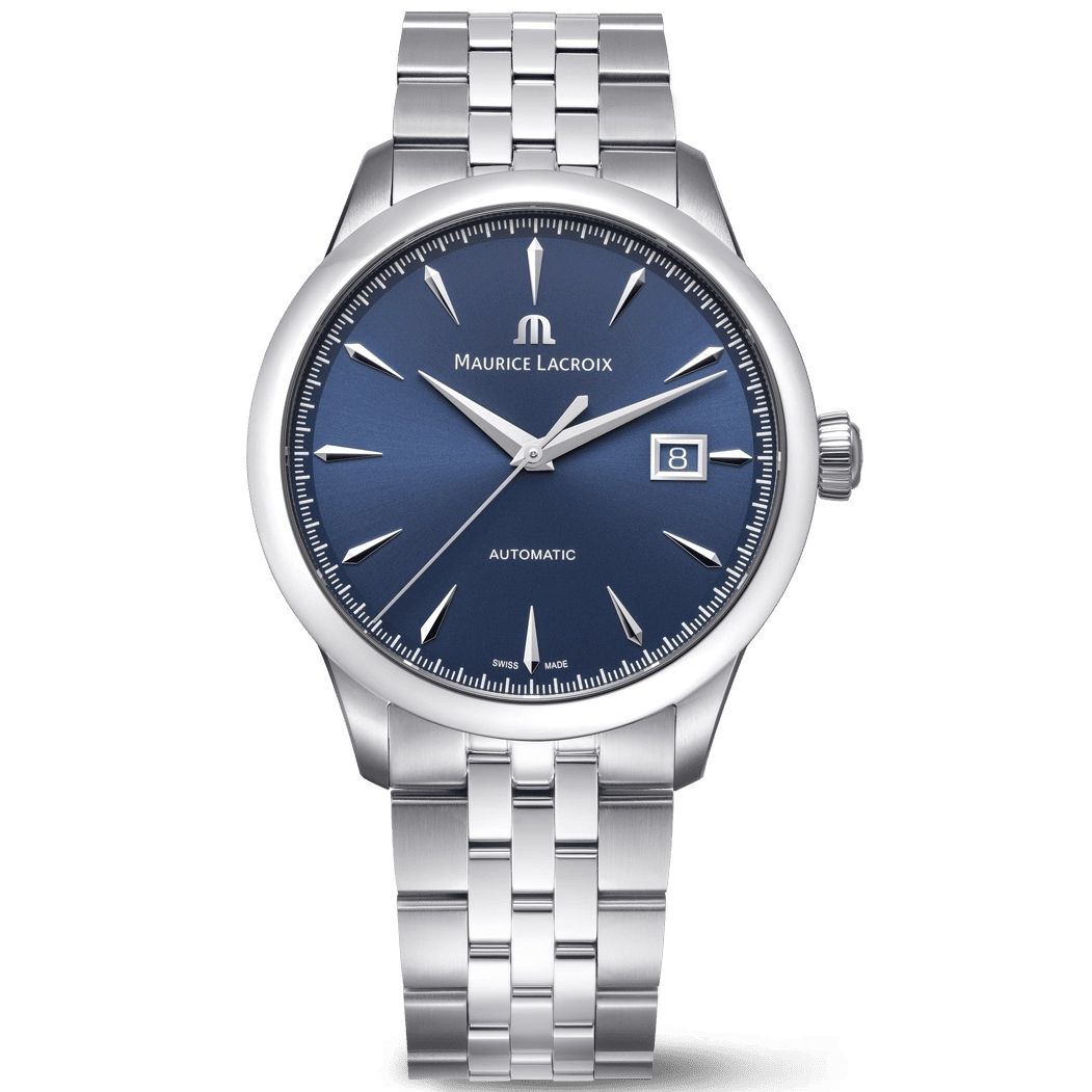 Luxury watch MAURICE LACROIX MOD. 756008-SS002-430-1 with blue dial and stainless steel bracelet.