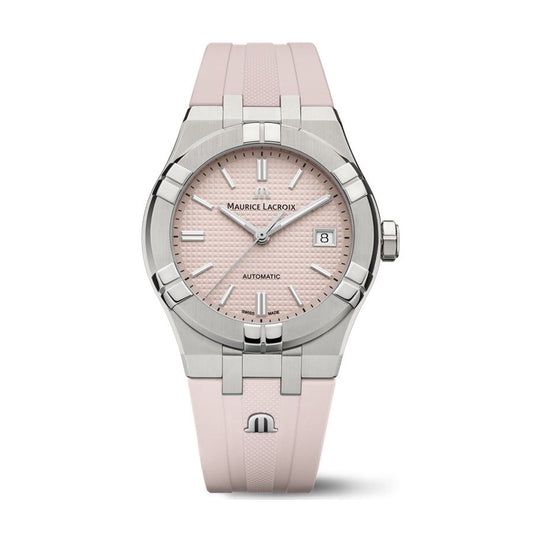 MAURICE LACROIX MOD. AIKON AUTOMATIC LIMITED SUMMER EDITION wristwatch, 39mm stainless steel case, 20 ATM water resistance, pink dial.