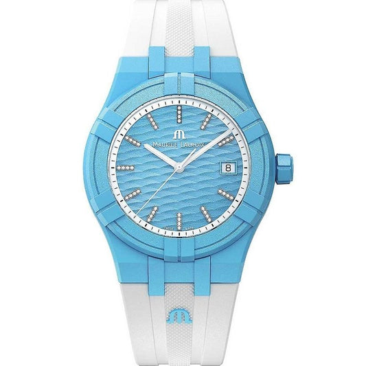 MAURICE LACROIX MOD. AIKON #TIDE Lady's Watch, 40mm blue plastic case, quartz movement, sapphire dial, caucciù strap, water resistant 10 ATM.