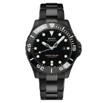 MIDO MOD. M026-608-33-051-00 black stainless steel watch with luminous markers and date display.
