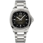 MIDO MOD. M049-526-11-081-00 stainless steel watch with black dial and silver bracelet