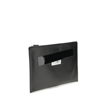 MM6 Black Calf Leather Bos Taurus Clutch Bag