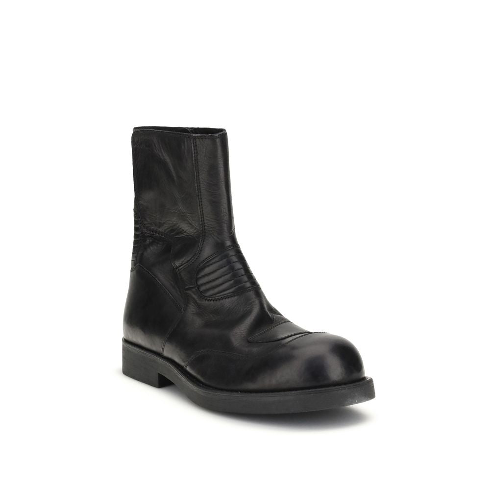 MM6 Black Leather Ankle Boots