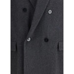 Close-up of Magliano Double-breasted Coat Lungomare with classic notch collar and button closure in wool blend.
