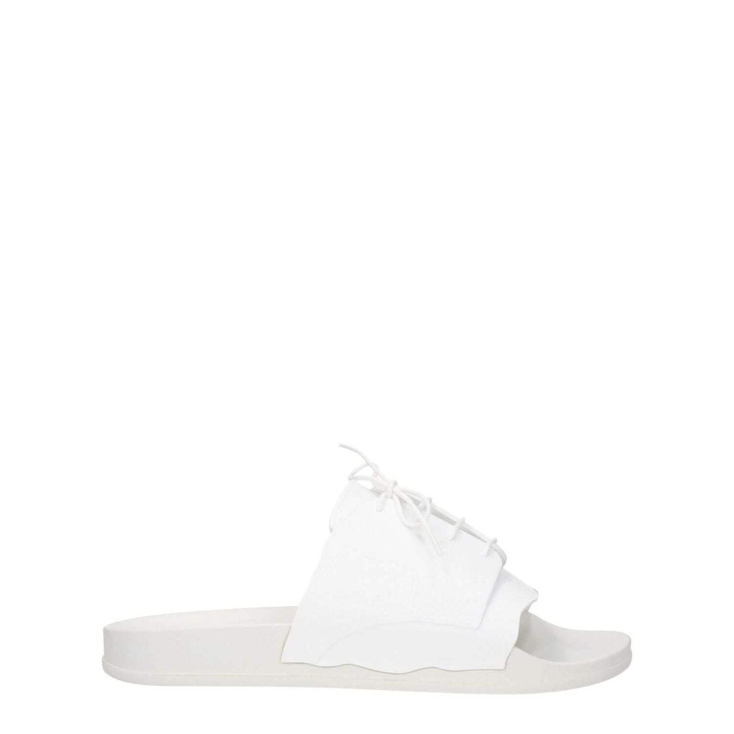 Maison Margiela White Cotton Slippers with open toe and flat rubber sole, featuring unique front detail. MPN S57WX0080P5411H0518.