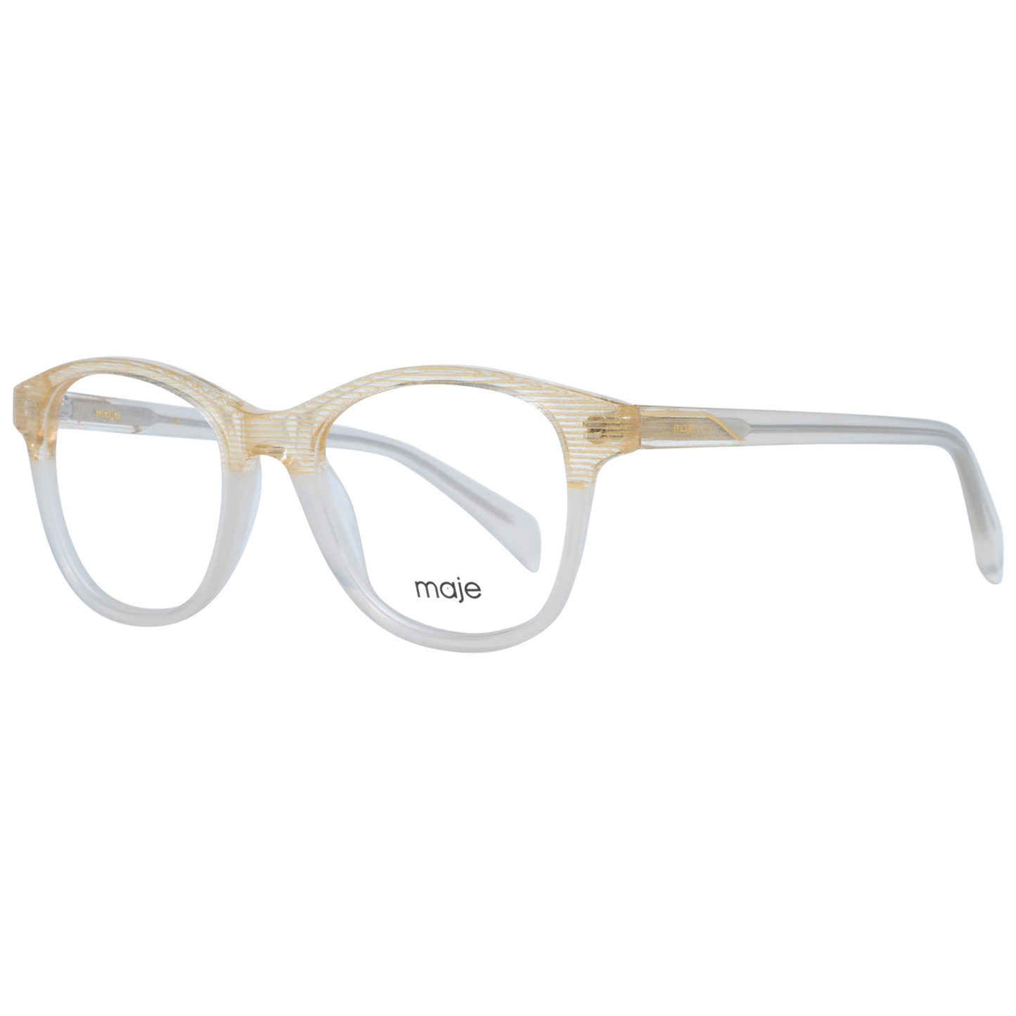 Maje Beige Acetate Glasses (Frames) for women, full-rim trapezium style with multicolor frame, size 48-18-140.