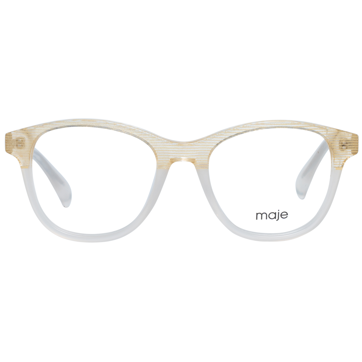 Maje Beige Acetate Glasses (Frames) for women with multicolor full-rim trapezium style, plastic demo lenses, and branded case included.