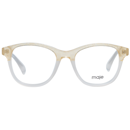Maje Beige Acetate Glasses (Frames) for women with multicolor full-rim trapezium style, plastic demo lenses, and branded case included.
