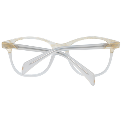 Maje Beige Acetate Glasses (Frames) for women, full-rim trapezium style with multicolor frame and plastic demo lenses.