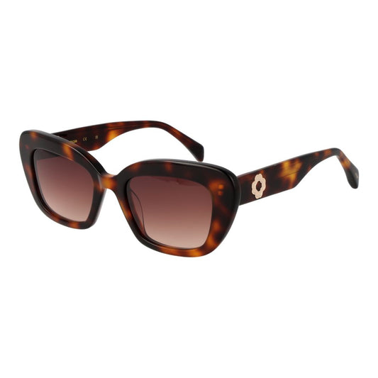 Maje Brown Women Sunglass in cat-eye style with brown acetate frame and lenses, 100% UVA & UVB protection, includes branded case.