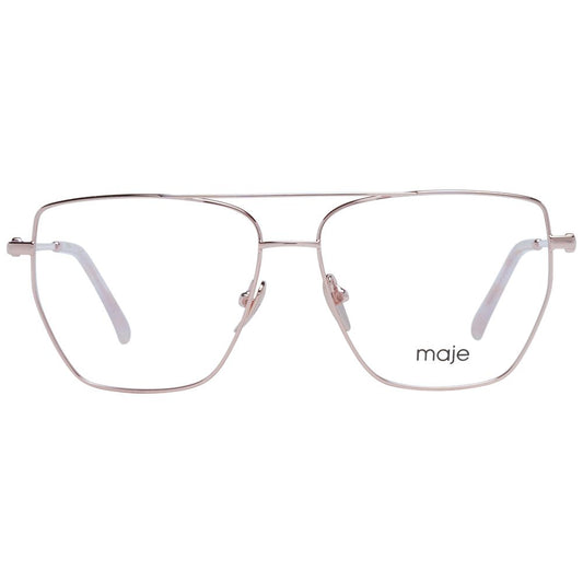Maje Rose Gold Women Glasses Frame, metal full-rim aviator style, demo lenses, size 53-13-140, includes branded case.
