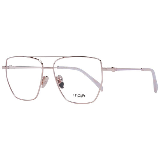 Maje Rose Gold Women Glasses Frame, aviator style, metal full-rim, demo lenses, size 53-13-140, includes branded case.