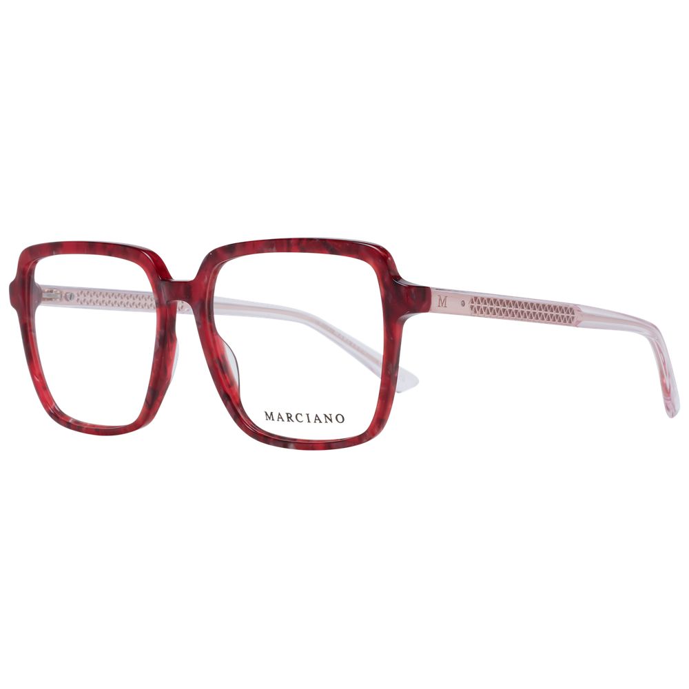 Marciano by Guess Burgundy Women Glasses Frame, square full-rim design with branded case.
