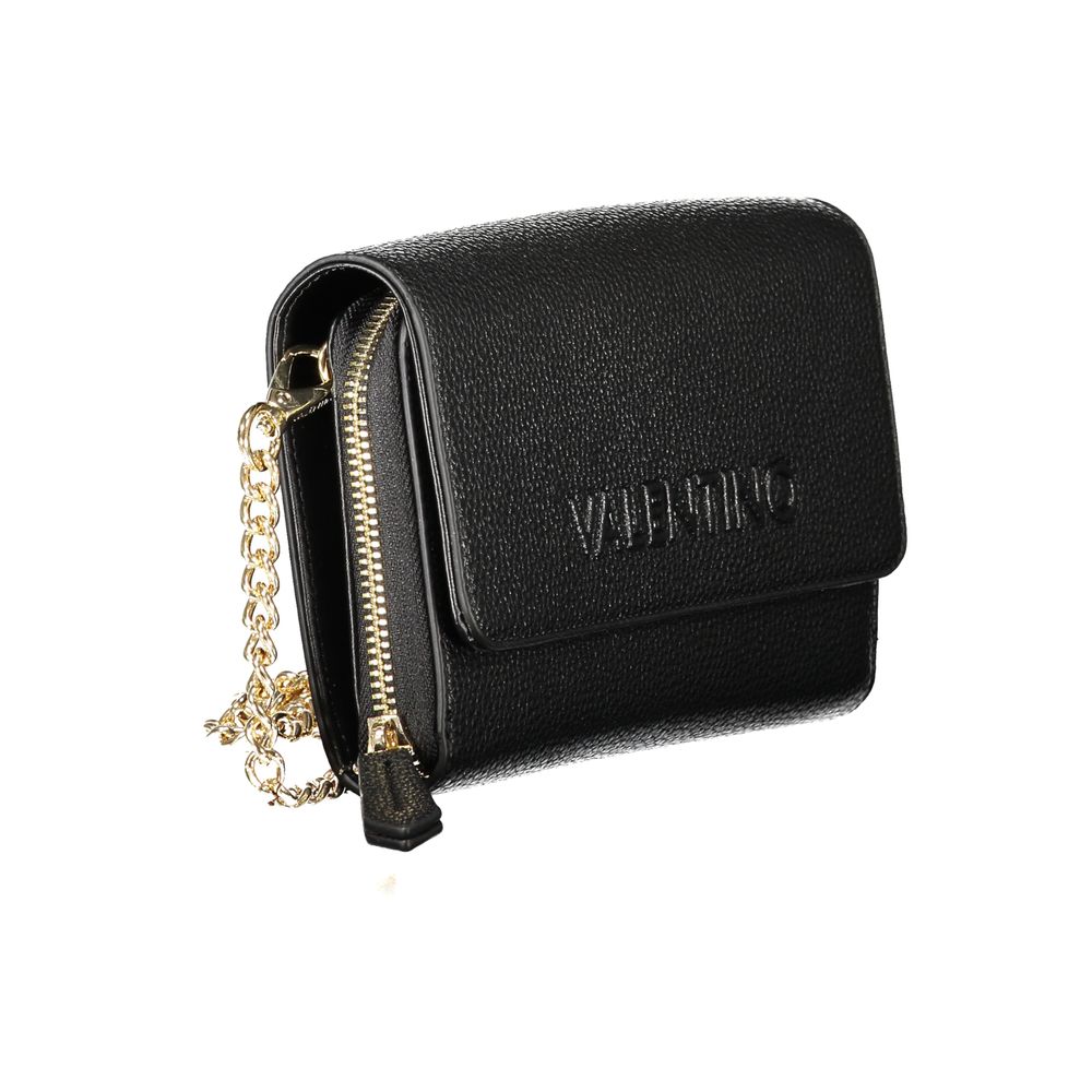 Mario Valentino Black Polyethylene Women Wallet Convertible Shoulder Bag with removable chain