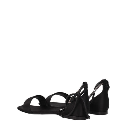 Max Mara Black Satin Flat Sandals with buckle closure, open toe, and low heel. Casual style with leather sole. MPN ELI23452123316001.