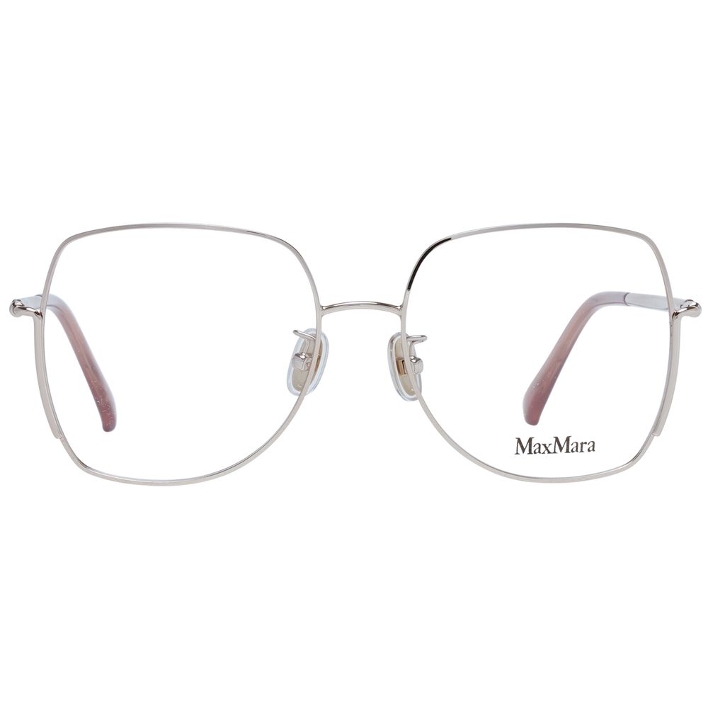 Max Mara Gold Metal Glasses (Frames) in full-rim trapezium style, featuring gold metal frame and demo lenses, size 55-17-140.