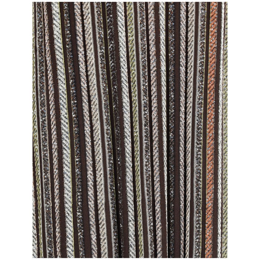 Missoni Multicolor Viscose Casual Dress fabric with striped herringbone knit, lamé filaments, and sequins, elegant for special occasions.