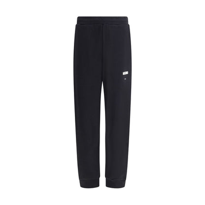 Moschino Black Cotton Joggers (Workout Pants) with logo on front, elastic waistband, made in Italy, 100% cotton, AW25 season.