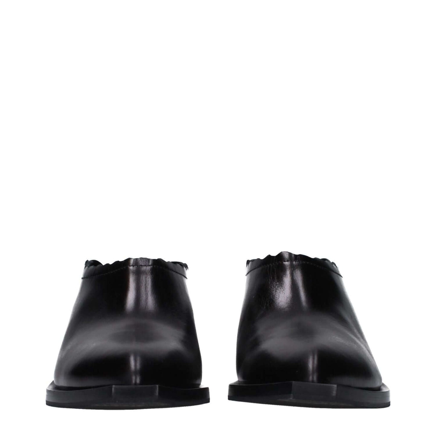 Moschino Black Leather Mules