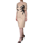 Moschino Beige Cotton Short Sleeve Knee Length Dress DR281223-46