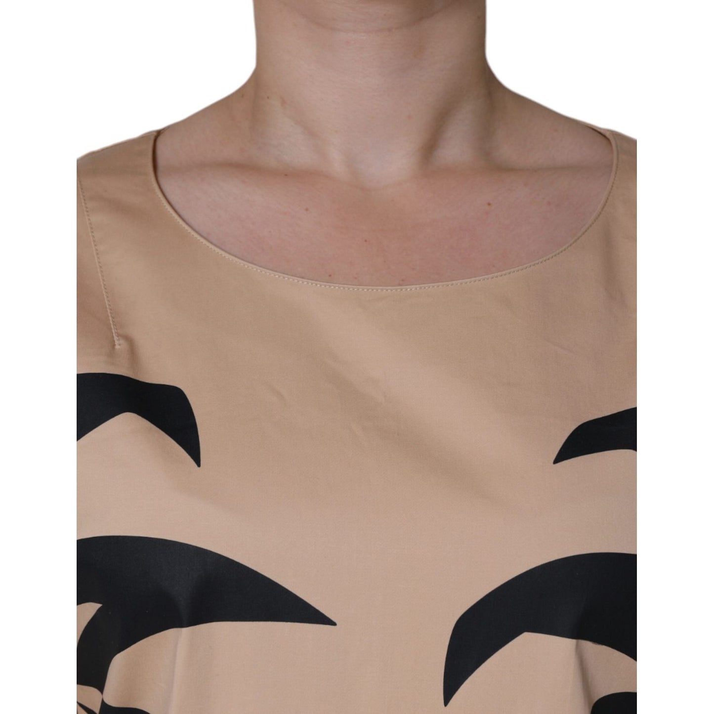 Moschino Beige Cotton Short Sleeve Knee Length Dress DR281223-46