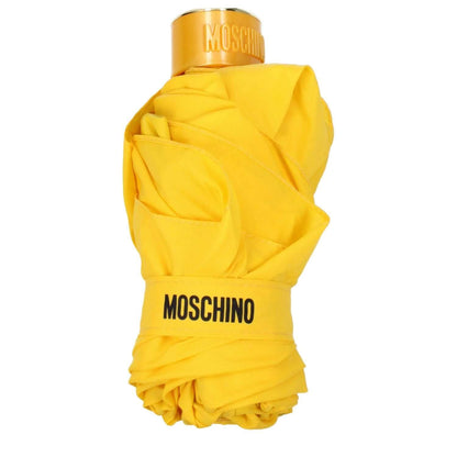 Moschino Yellow Polyester Umbrella with logo, casual style, clips closure, MPN 8351SUPERMINIU, product code F81733.