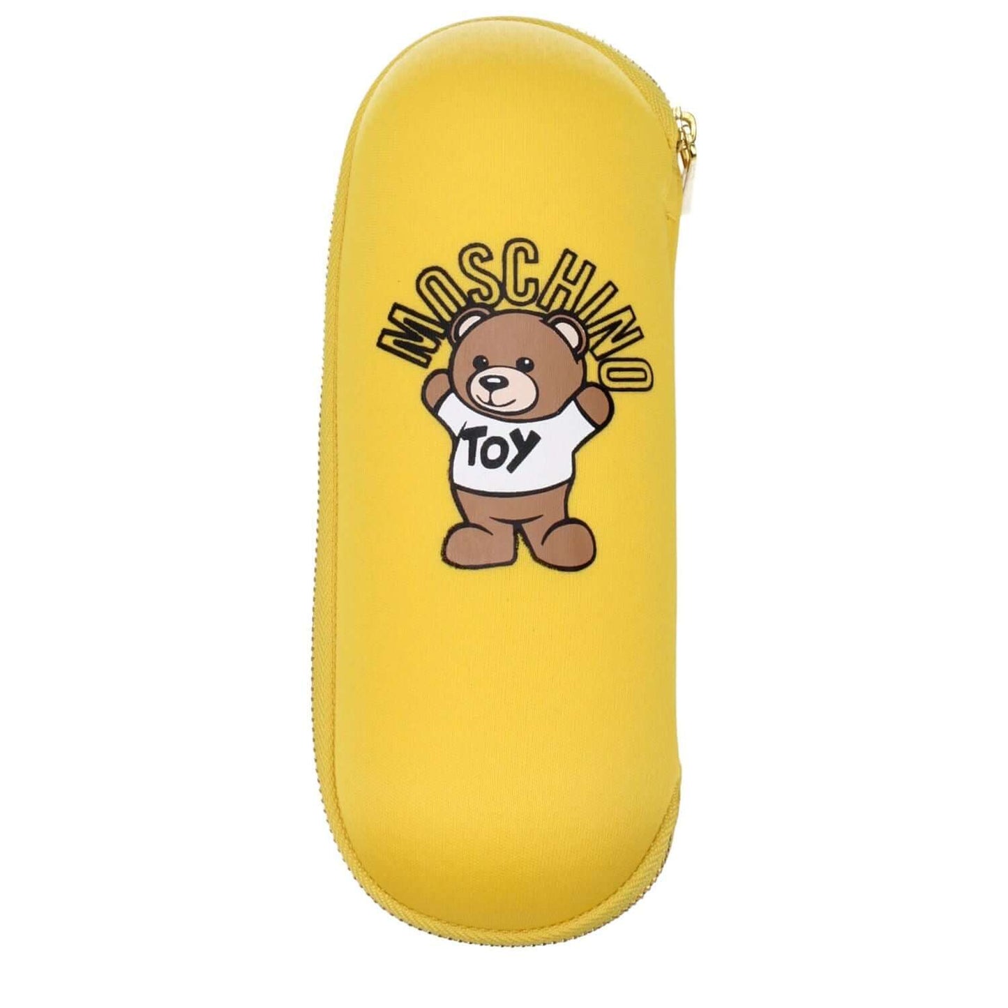 Moschino Yellow Polyester Umbrella case with logo and bear design.