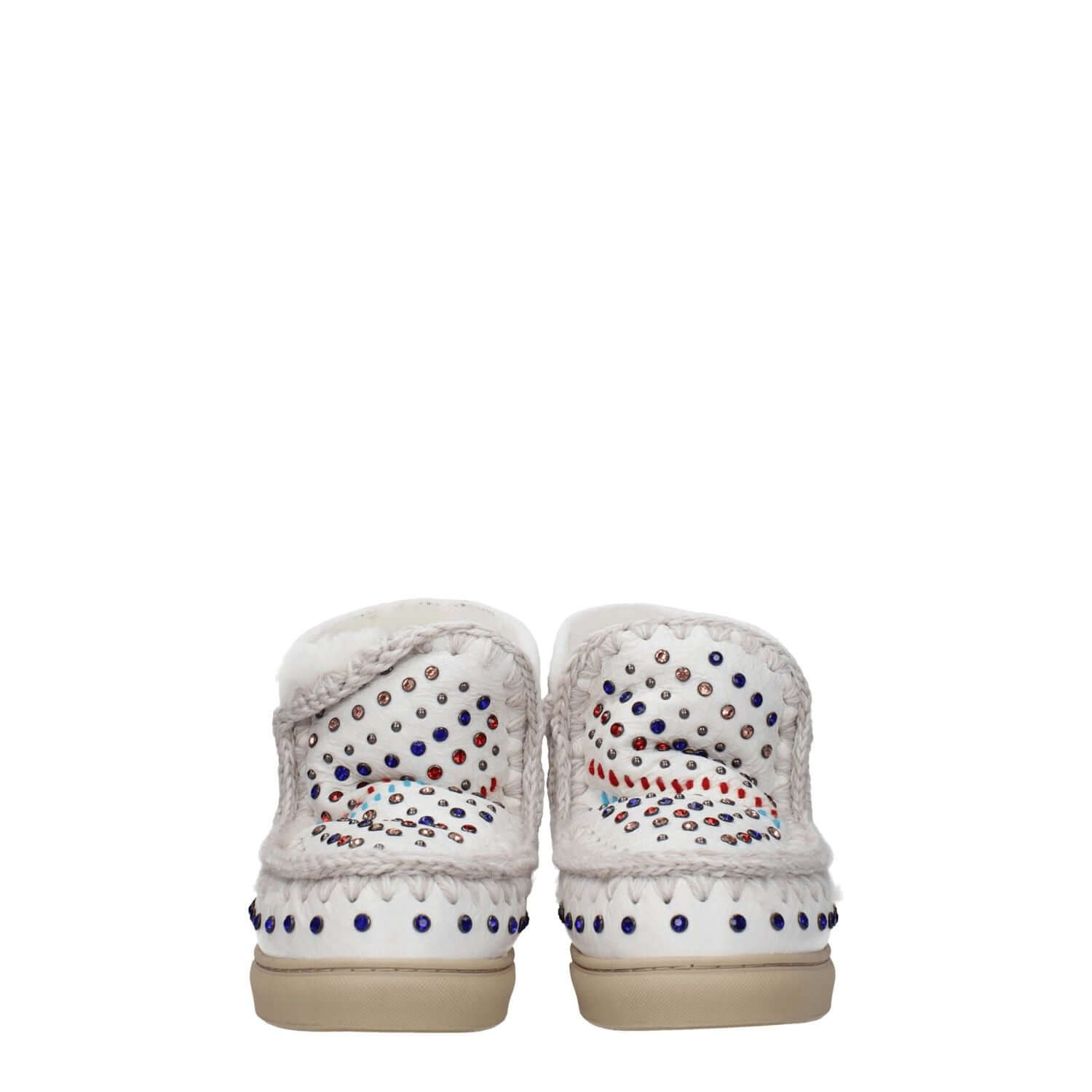 Mou White Leather Ankle Boots