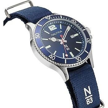 NAUTICA Mod. NAPABS904 Gent's Quartz Analog Watch, 43mm, 5 ATM Water Resistant, Mineral Dial, Blue Bracelet