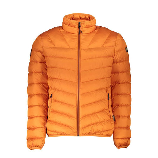Napapijri Orange Polyamide Jacket with long sleeves, zip, two pockets, and logo on the front