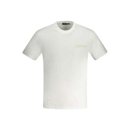 Napapijri White Cotton T-Shirt, short sleeve, regular fit, crew neck, printed logo, made of 100% organic cotton.