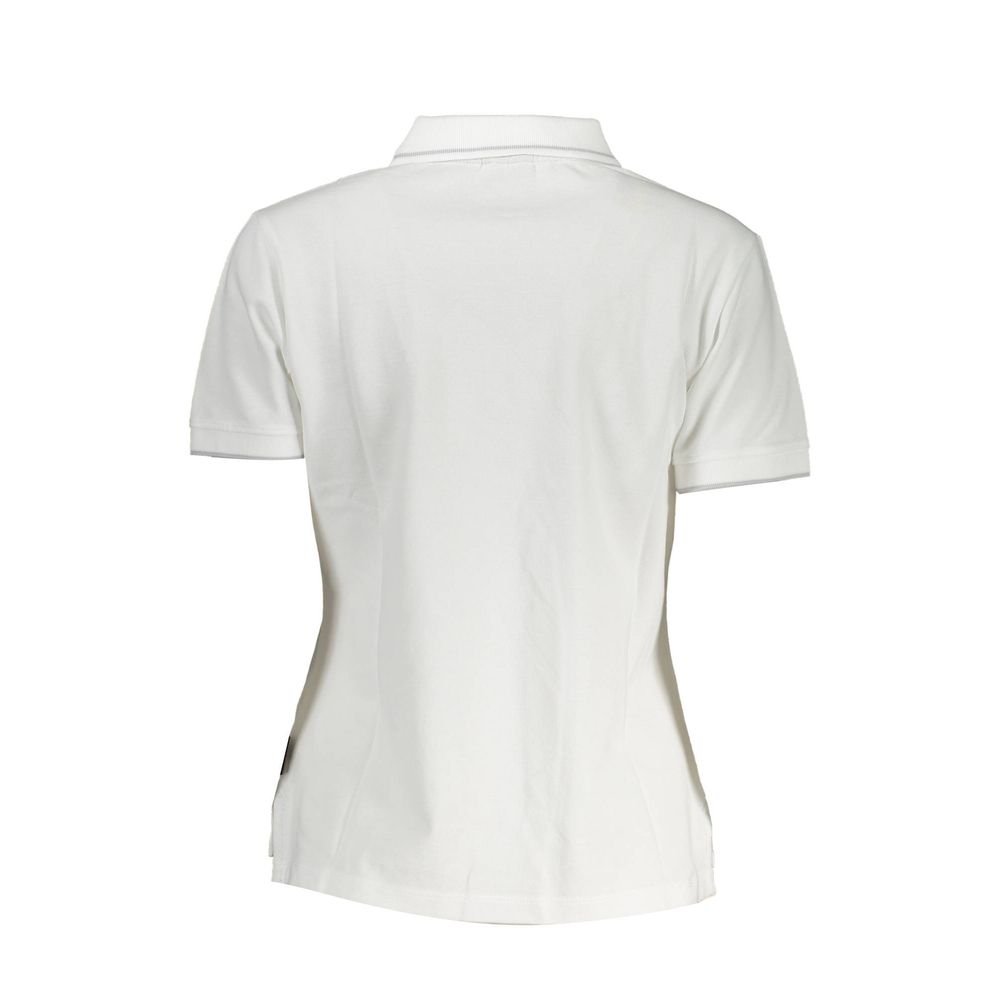 Napapijri White Cotton Women Polo Shirt back view, showcasing sleek design and high-quality fabric.