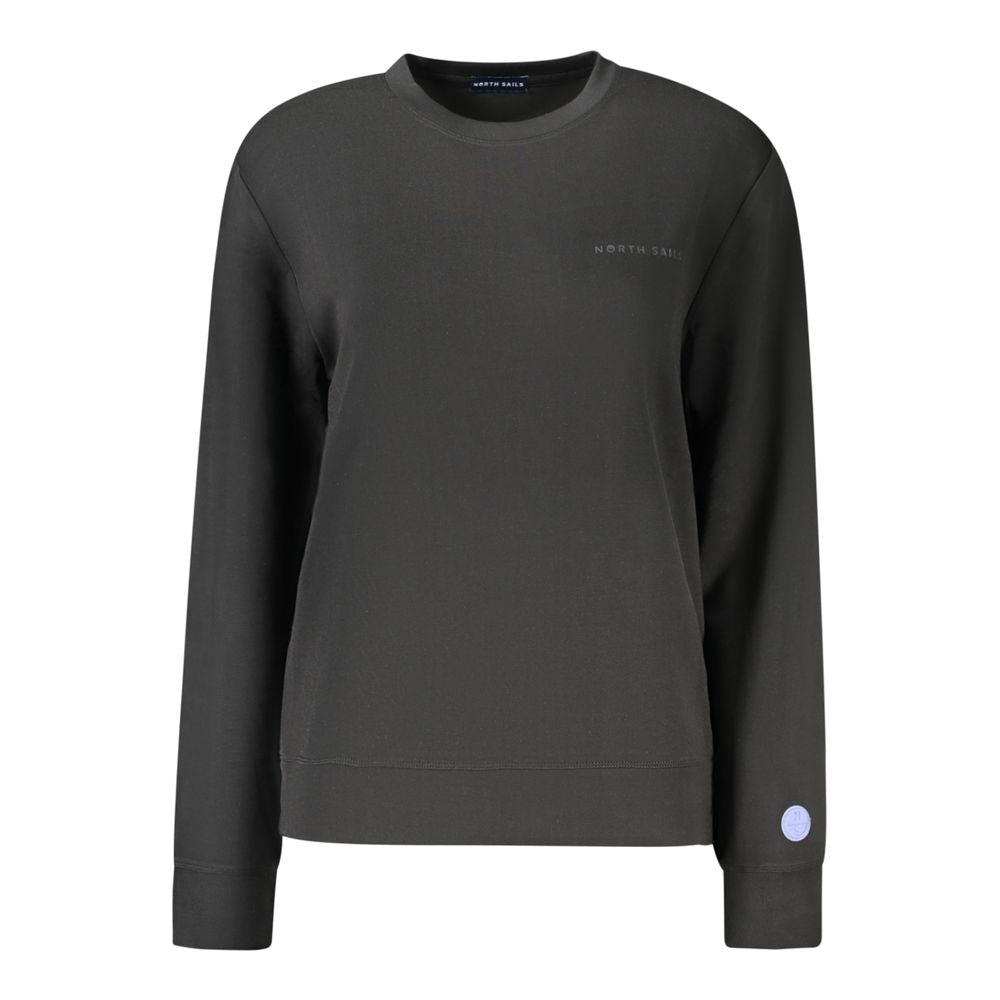 North Sails Black Polyester Women Sweater with logo, crew neck, and long sleeves