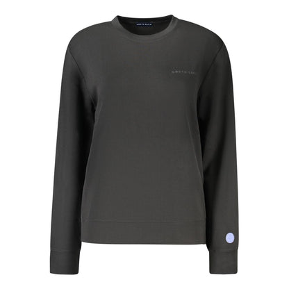 North Sails Black Polyester Women Sweater with logo, crew neck, and long sleeves