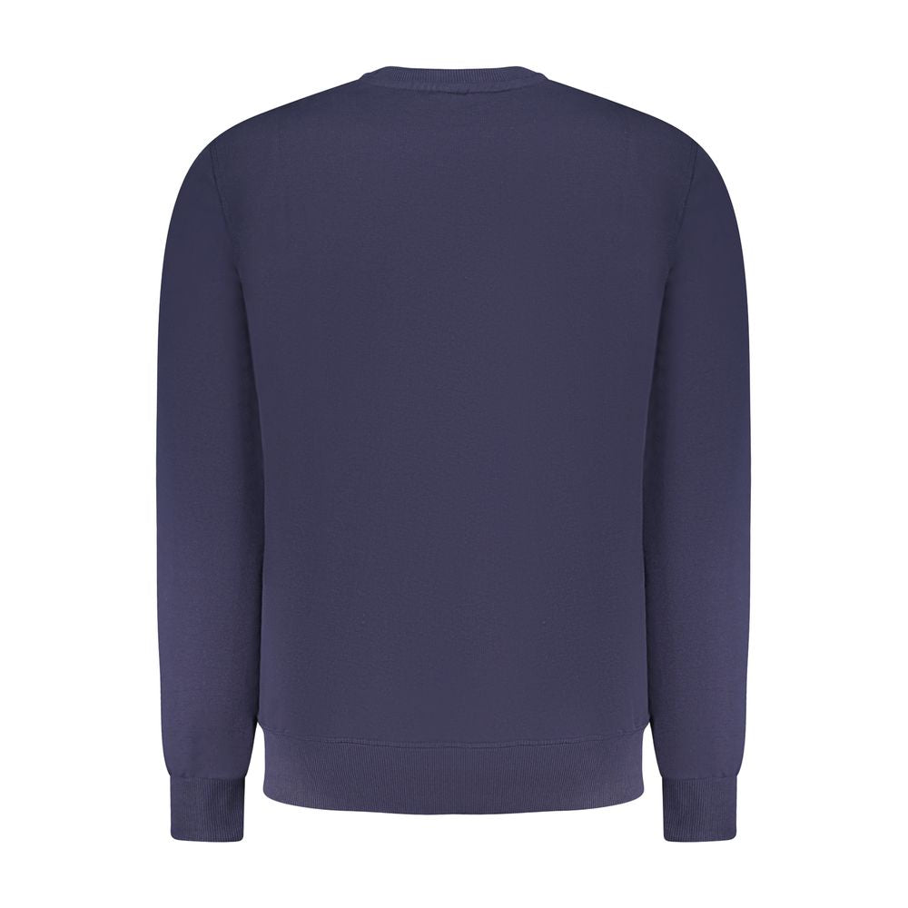 Back view of North Sails Blue Cotton Men Sweatshirt with crew neck and long sleeves, showcasing high-quality craftsmanship and bold style.