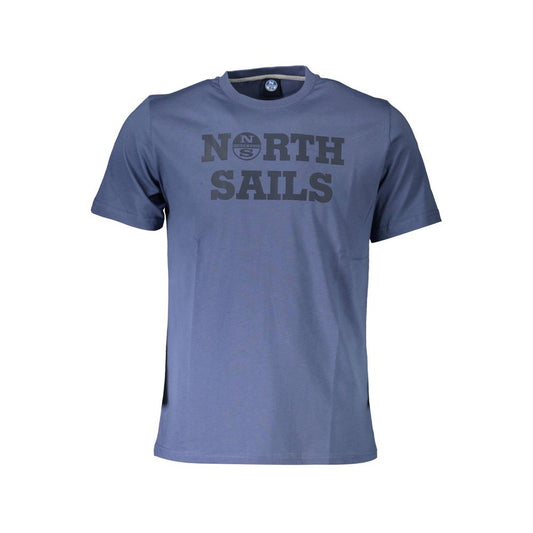 North Sails Blue Cotton Men T-Shirt with logo and print design