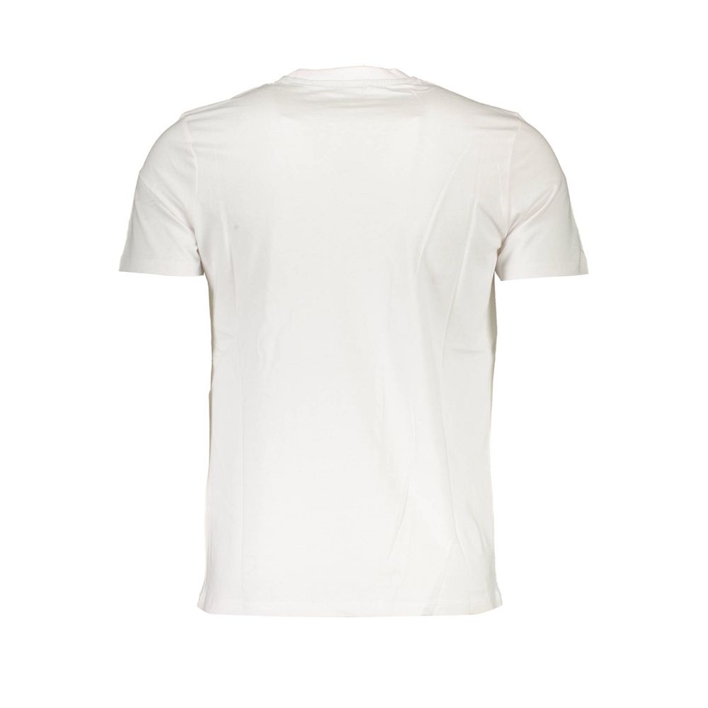 Back view of North Sails White Cotton Men T-Shirt showcasing crew neck and premium cotton material.