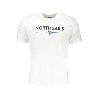 North Sails White Cotton T-Shirt with logo print, short sleeves, crew neck.