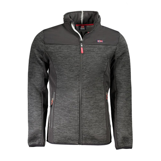 Norway 1963 Black Polyester Men's Sports Jacket with removable hood and contrasting details for sleek sophistication.