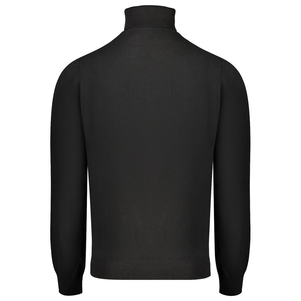 Norway 1963 Black Polyester Sweater featuring long sleeves, turtleneck, and embroidery logo, back view.