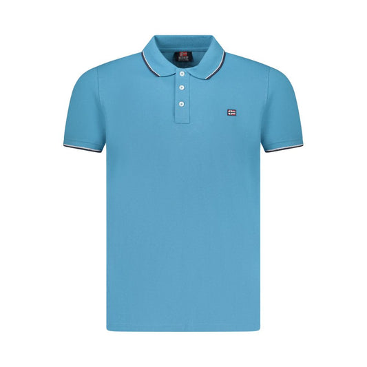 Norway 1963 Blue Cotton Men Polo Shirt with short sleeves and three-button placket, featuring contrasting details and signature logo.