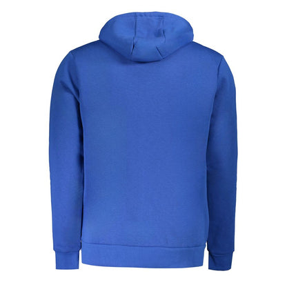 Norway 1963 Blue Cotton Men Sweater with Hood and Pockets, rear view showcasing vibrant blue and luxury design.