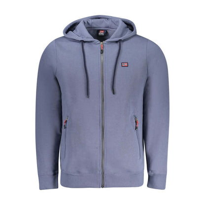 Norway 1963 Blue Cotton Sweatshirt: Long-sleeved hoodie with 2 zip pockets, full zip, and logo embroidery.