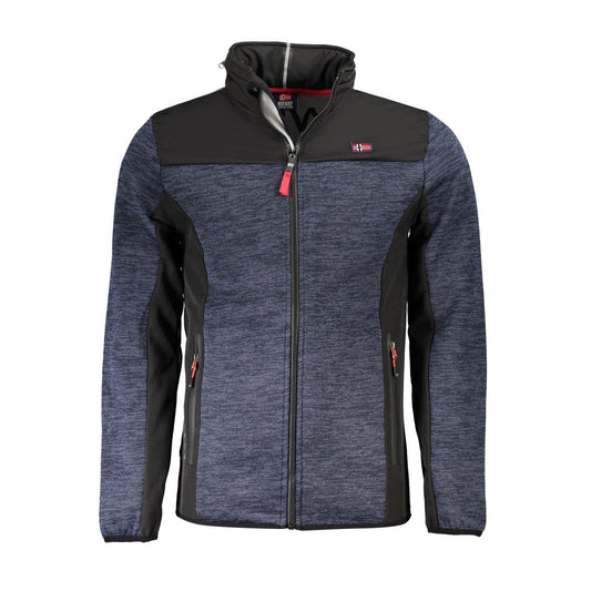 Norway 1963 Blue Polyester Men's Sports Jacket with detachable hood and contrasting details on display.