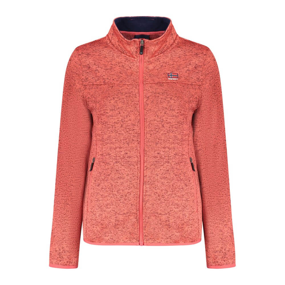 Norway 1963 Pink Polyester Women Sweater with zipper pockets and embroidery